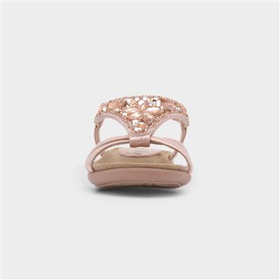 Candace Girls Rose Gold Diamante Sandal