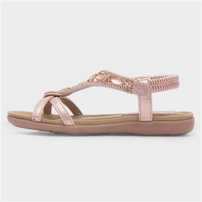 Candace Girls Rose Gold Diamante Sandal