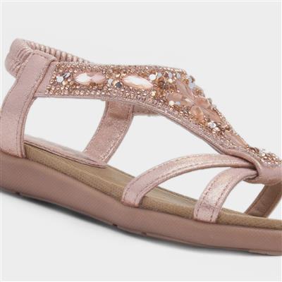 Candace Girls Rose Gold Diamante Sandal