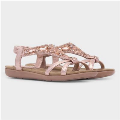 Candace Girls Rose Gold Diamante Sandal