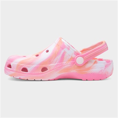 Girls Pink Marble Slip On EVA Clog