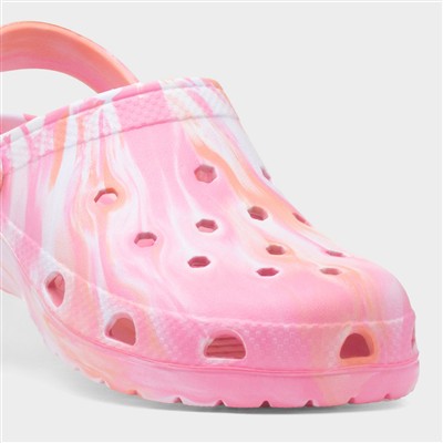 Girls Pink Marble Slip On EVA Clog