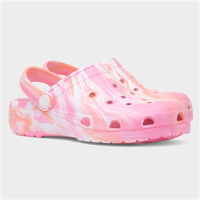 Girls Pink Marble Slip On EVA Clog