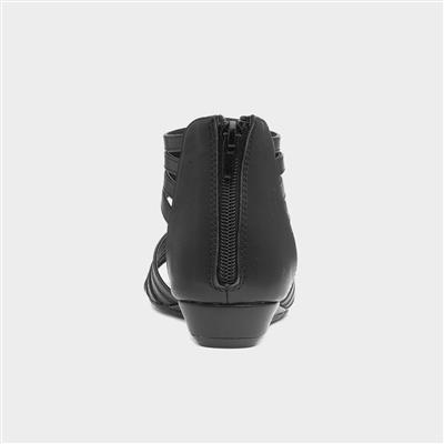 Girls Black Diamante Sandal