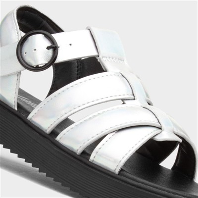 Lilley Kids Sandal White Diamante Zip-Up Gladiator Open Toe Isabel SIZE