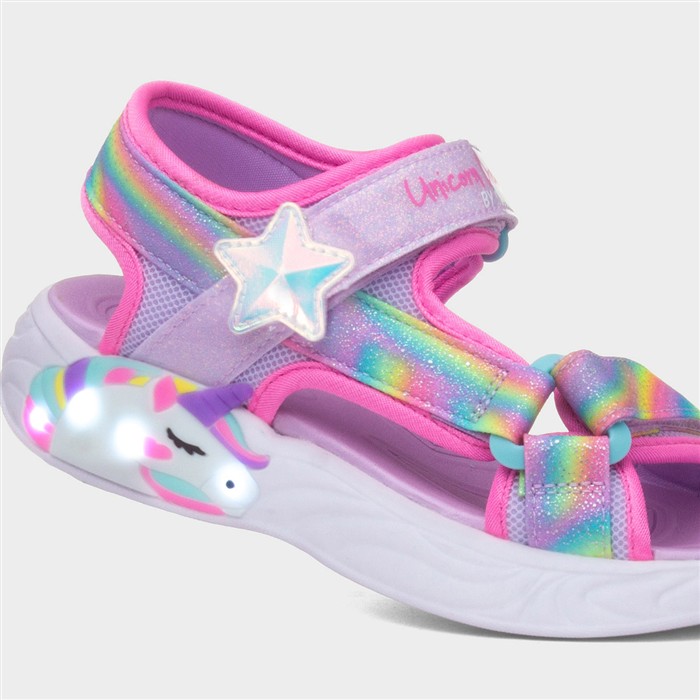 Unicorn Girls Purple Light Up Flat Sandal