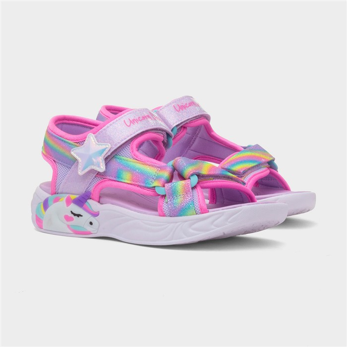 Unicorn Girls Purple Light Up Flat Sandal