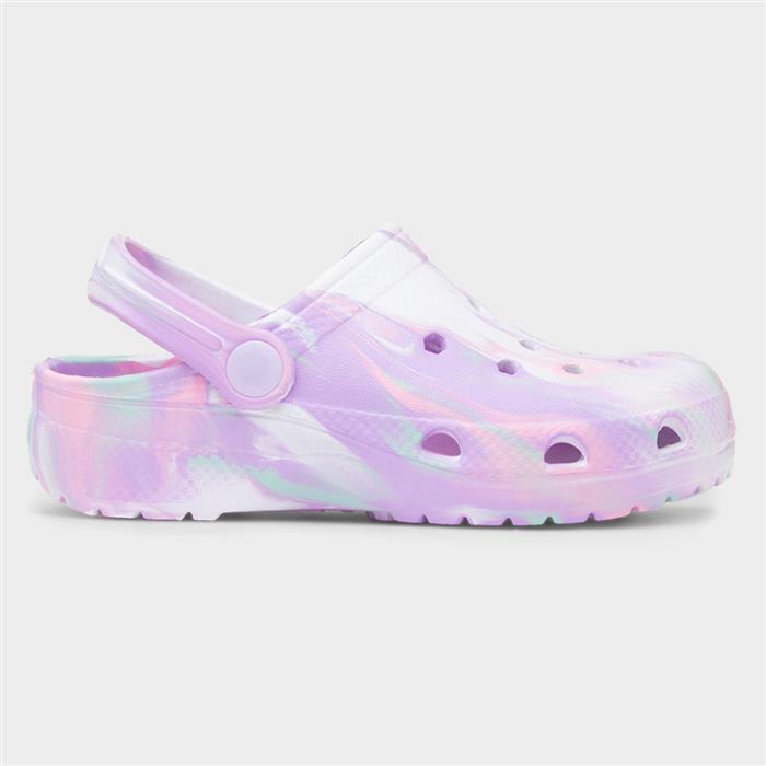 Girls White Multi Marble Slip On EVA Clog