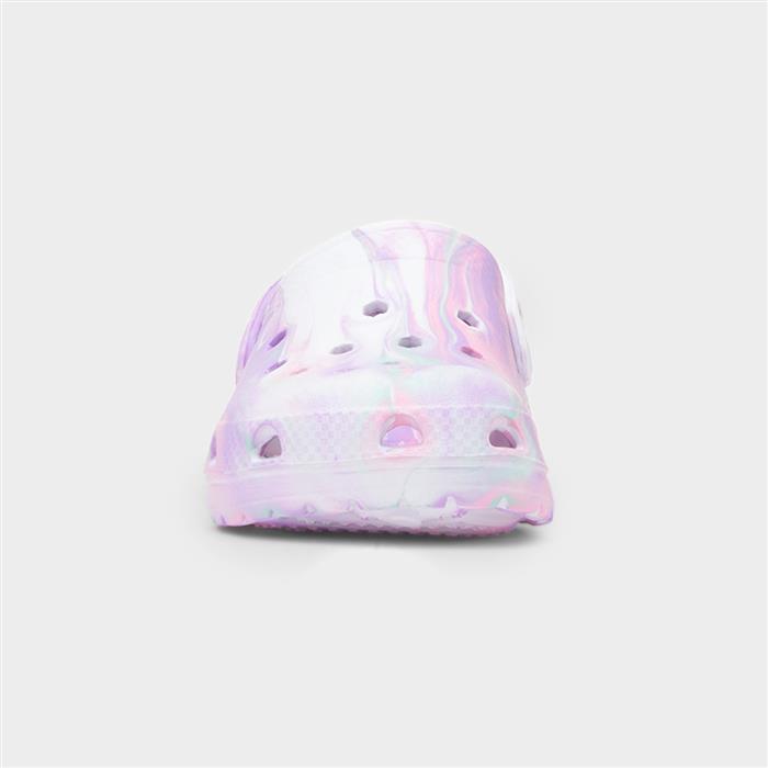 Girls White Multi Marble Slip On EVA Clog