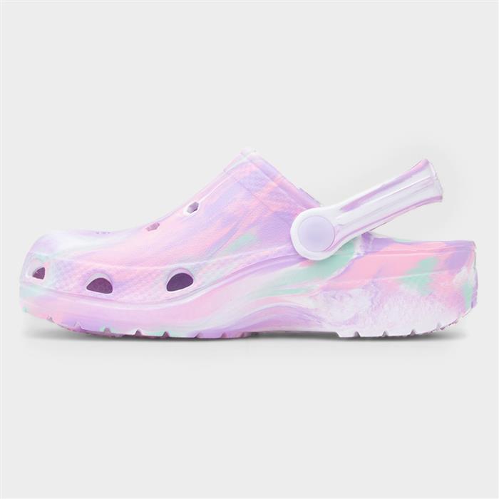 Girls White Multi Marble Slip On EVA Clog