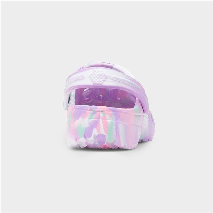 Girls White Multi Marble Slip On EVA Clog