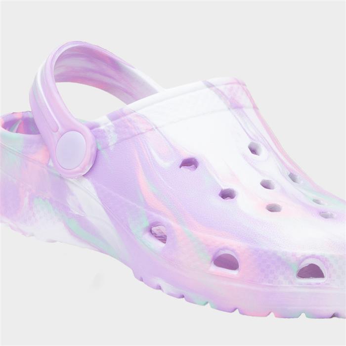 Girls White Multi Marble Slip On EVA Clog