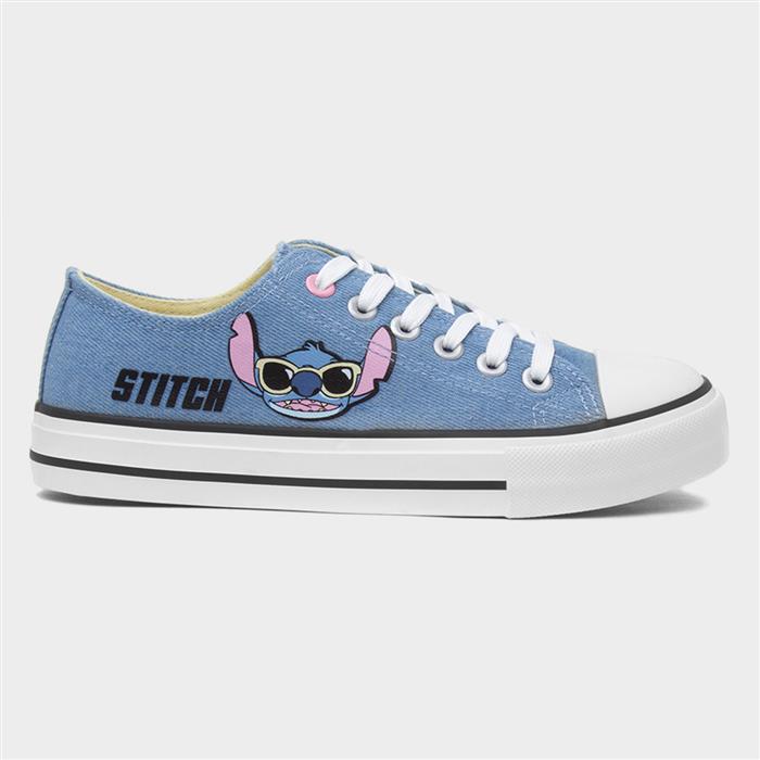 Disney Stitch Girls Blue Glee Kids Lace Up Canvas Shoe Size 35