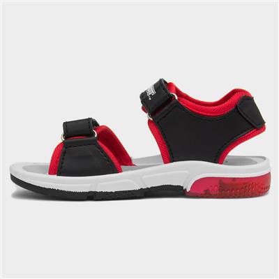 Kids Red Easy Fasten Light Up Sandal