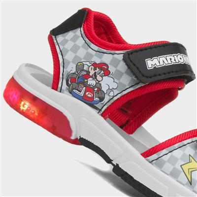 Kids Red Easy Fasten Light Up Sandal