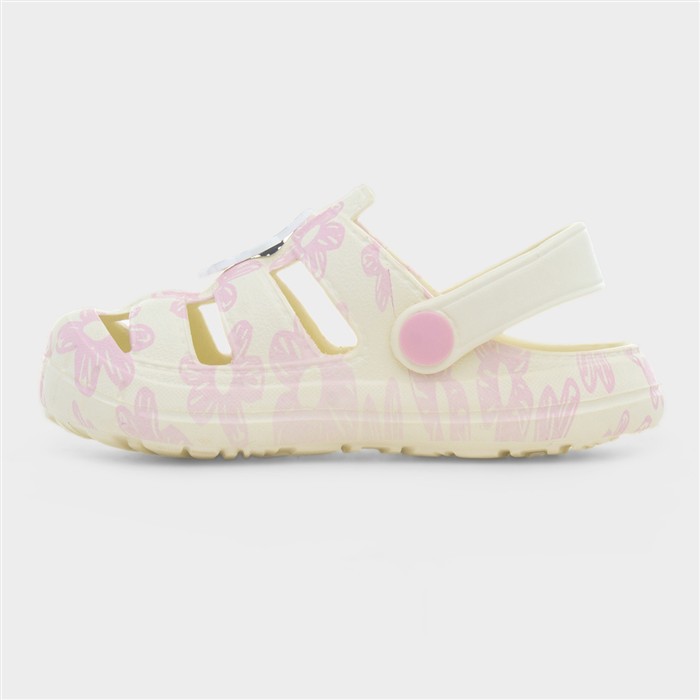 Ferg Kids Cream & Pink Floral EVA Clog