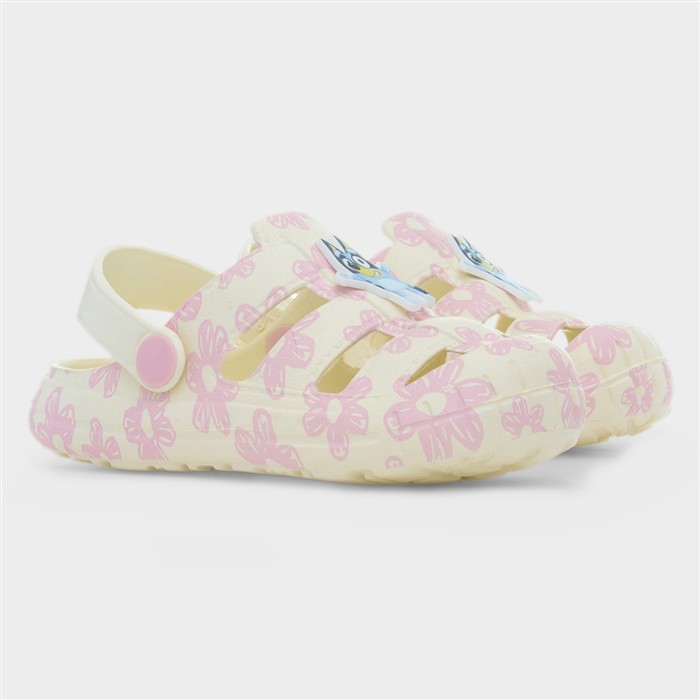 Ferg Kids Cream & Pink Floral EVA Clog