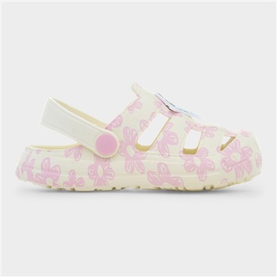 Ferg Kids Cream & Pink Floral EVA Clog