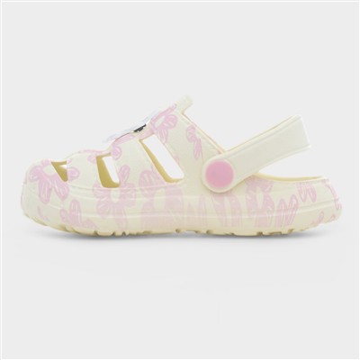 Ferg Kids Cream & Pink Floral EVA Clog