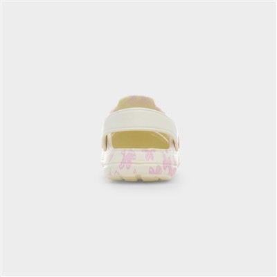 Ferg Kids Cream & Pink Floral EVA Clog