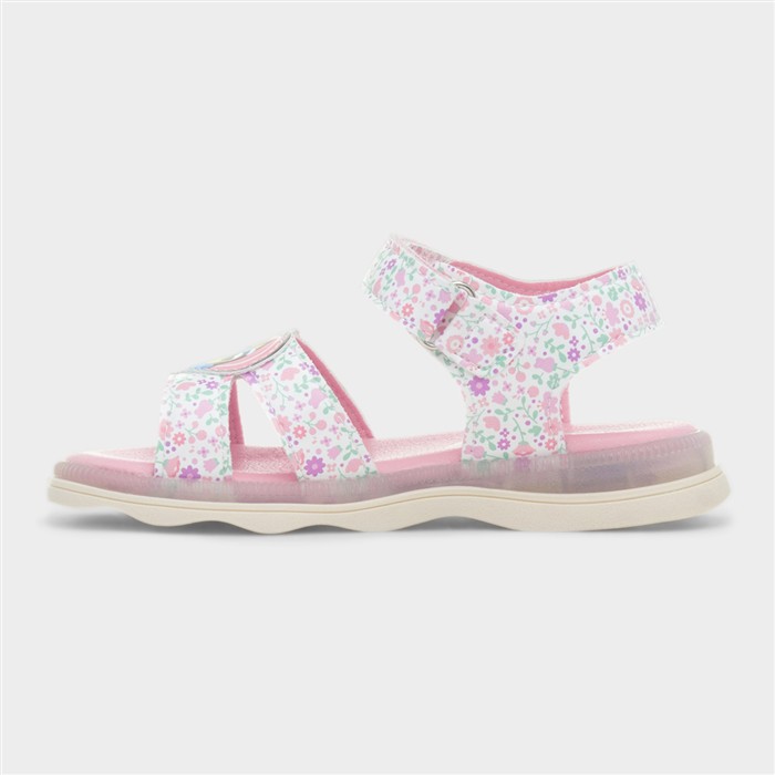Kids Pink Easy Fasten Floral Light Up Sandal