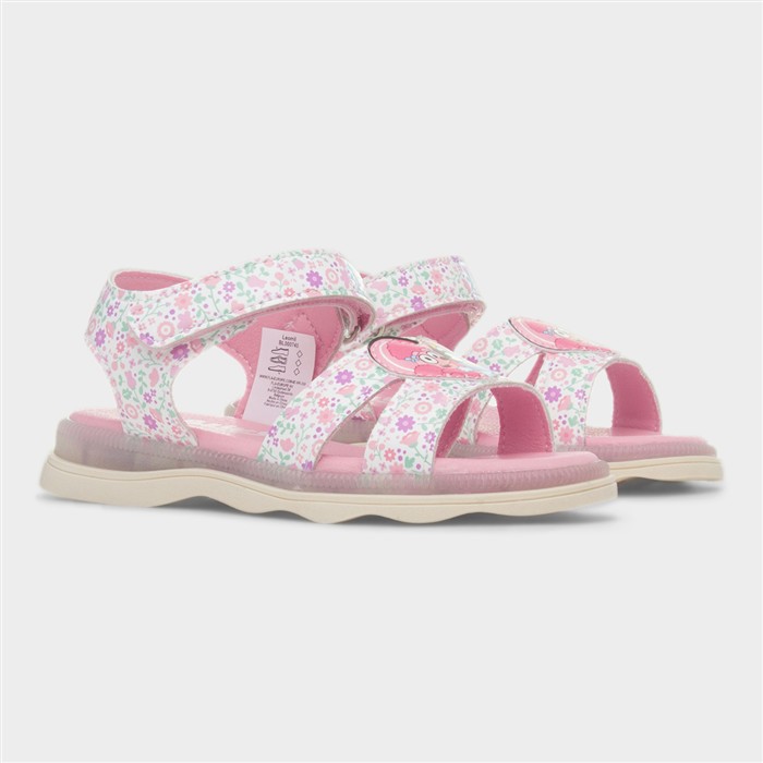 Kids Pink Easy Fasten Floral Light Up Sandal