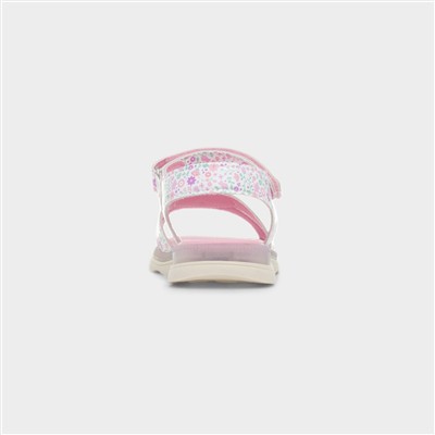 Kids Pink Easy Fasten Floral Light Up Sandal