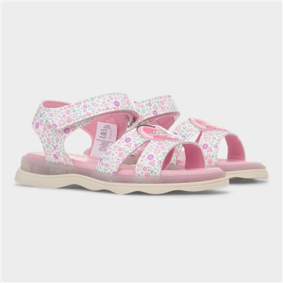 Kids Pink Easy Fasten Floral Light Up Sandal