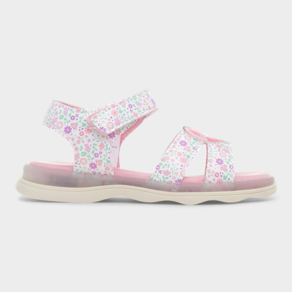 Kids Pink Easy Fasten Light Up Sandal