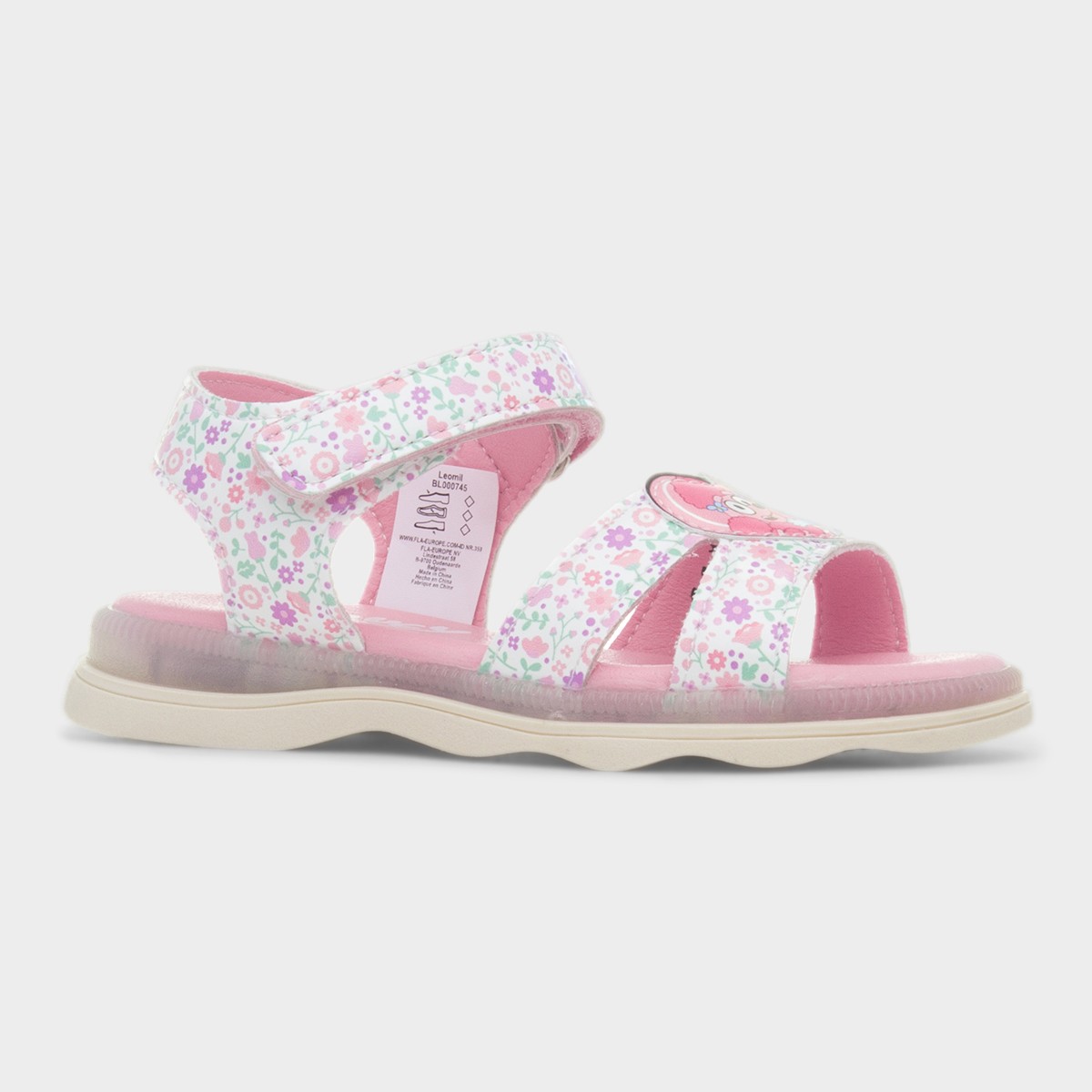 Kids Pink Easy Fasten Floral Light Up Sandal