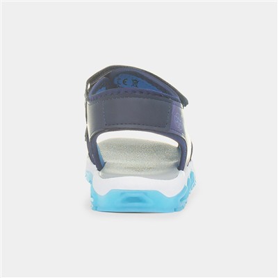 Kids Blue Easy Fasten Light Up Sandal