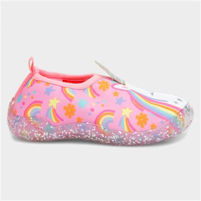 Kids Pink Unicorn Flat Character Aqua Shoes