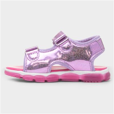 Kids Purple Easy Fasten Light Up Sandal
