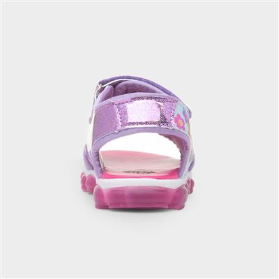 Kids Purple Easy Fasten Light Up Sandal