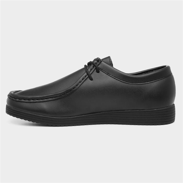 Mens Wallabee Black Coated Leather Shoe