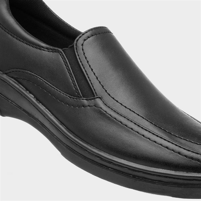 Mens Black Side Twin Gusset Slip On Shoe