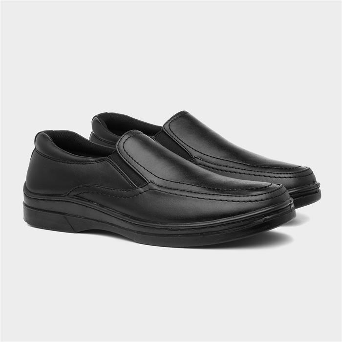 Mens Black Side Twin Gusset Slip On Shoe