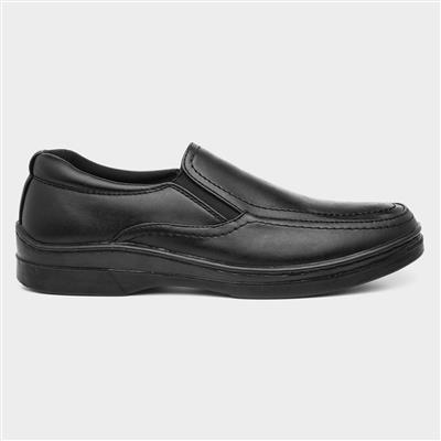 Mens Black Side Twin Gusset Slip On Shoe