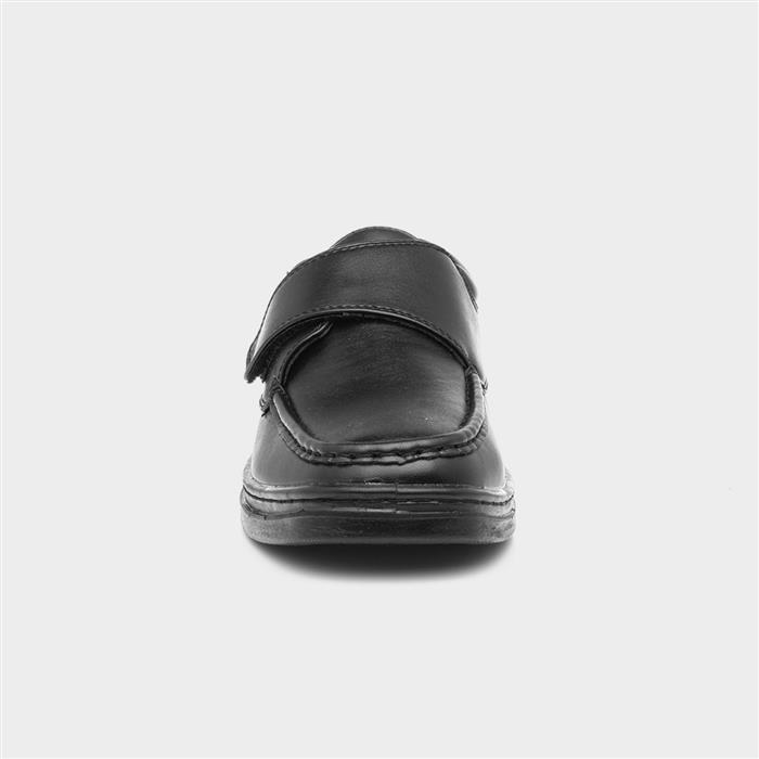Mens Black Casual Easy Fasten Shoe