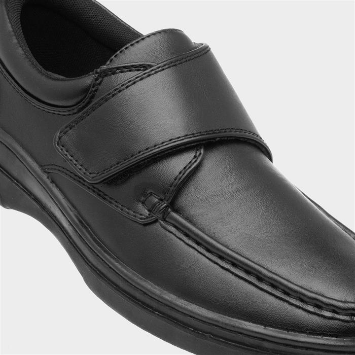Mens Black Casual Easy Fasten Shoe