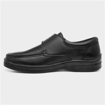Mens Black Casual Easy Fasten Shoe