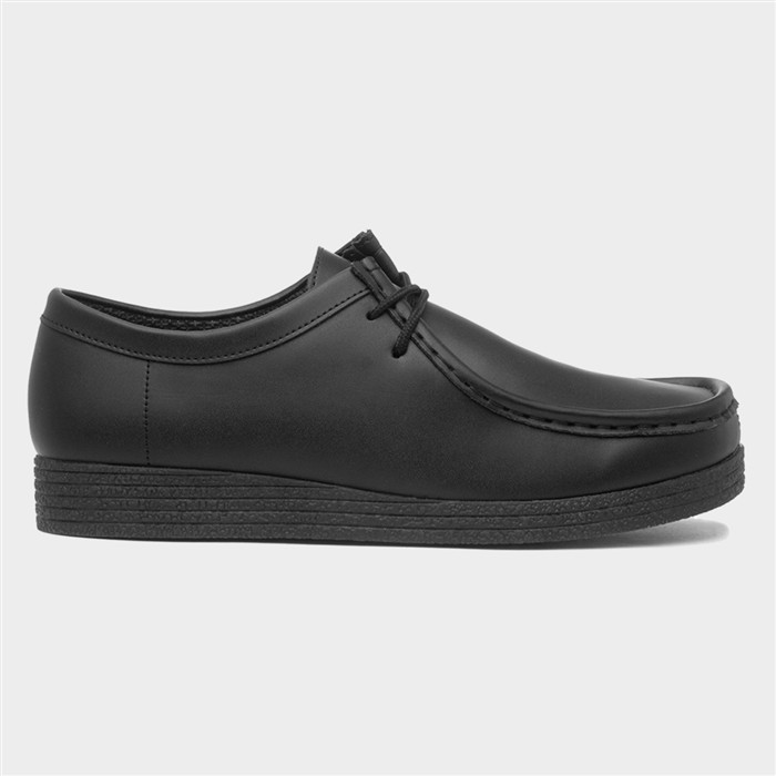 Unisex Wallabee Black Coated Leather Shoe