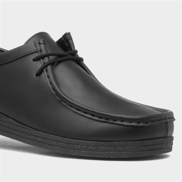 Unisex Wallabee Black Coated Leather Shoe