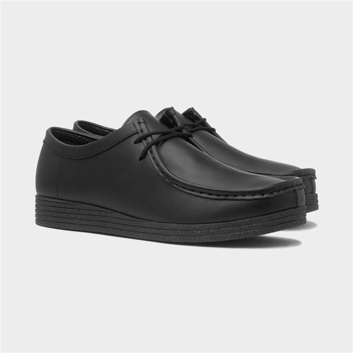 Unisex Wallabee Black Coated Leather Shoe