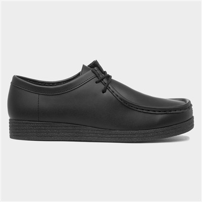 Unisex Wallabee Black Coated Leather Shoe