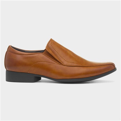 Mens Tan Formal Slip On Square Toe Shoe