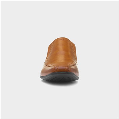 Mens Tan Formal Slip On Square Toe Shoe