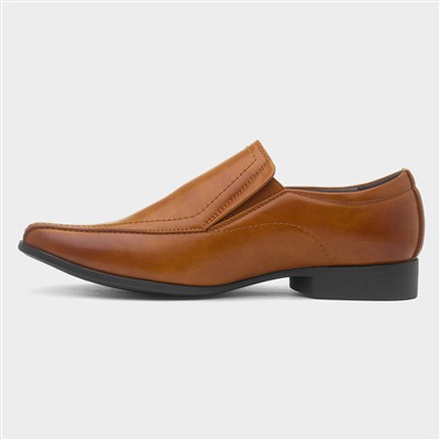 Mens Tan Formal Slip On Square Toe Shoe