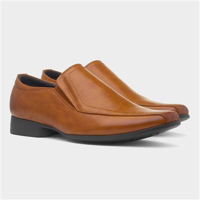 Mens Tan Formal Slip On Square Toe Shoe