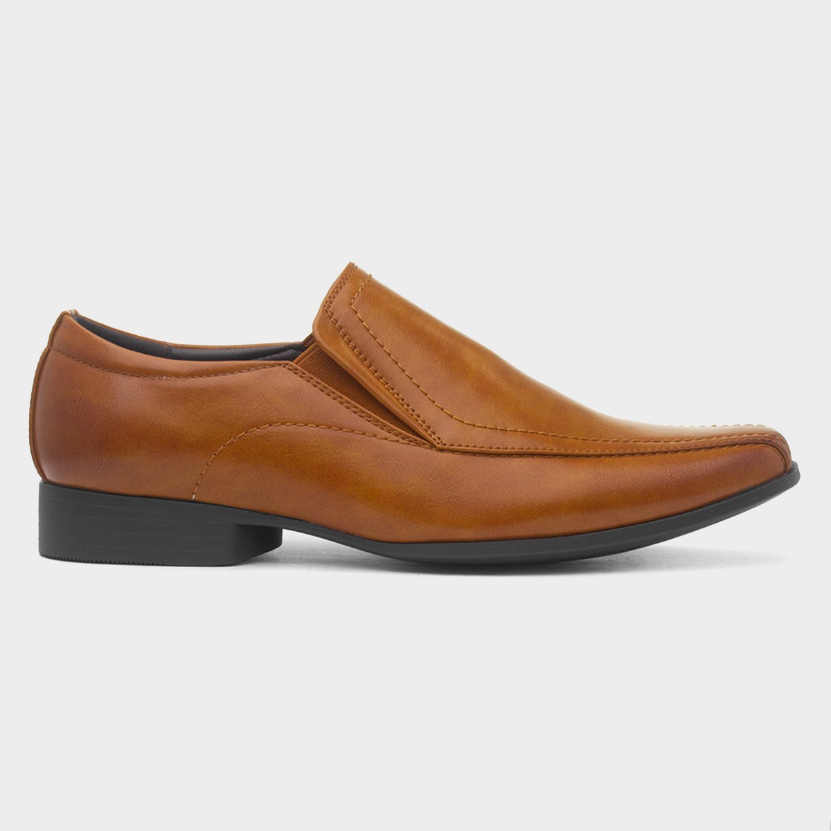 Mens Tan Formal Slip On Square Toe Shoe